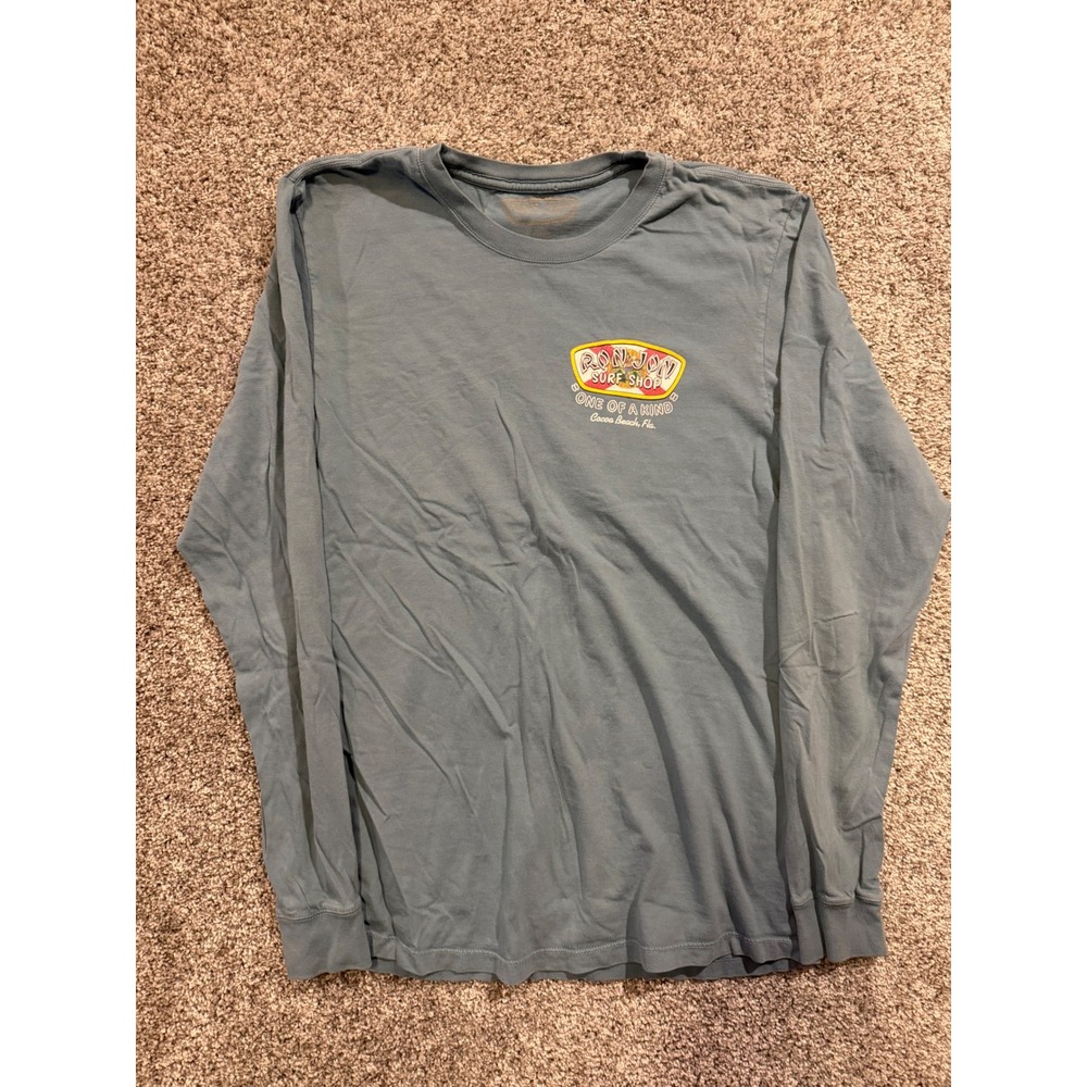 Ron Jon Surf Shop Long Sleeve T-Shirt Mens S Blue Cocoa Beach One of a Kind Logo